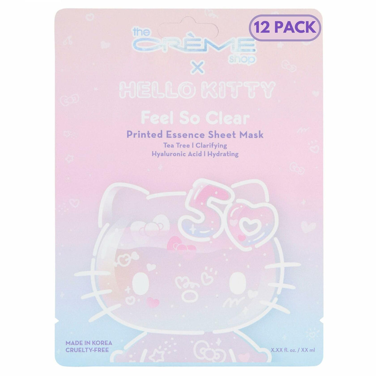 The Crème Shop Hello Kitty Feel So Clear Essence Sheet Mask Tea Tree 12ct