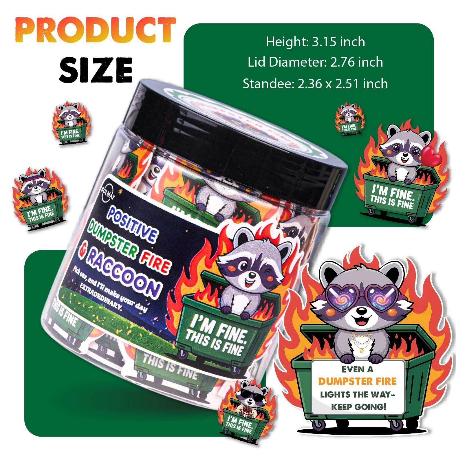 SOLMAY Funny Raccoon Dumpster Fire Affirmation Jar 60 Sarcastic Notes (OPEN BOX)