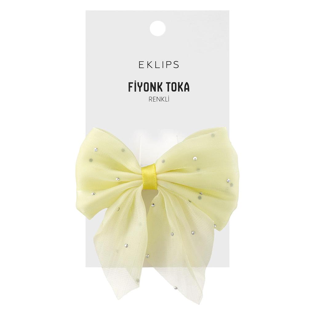 Eklips Rhinestone Bow Hair Clip Yellow 1 Piece