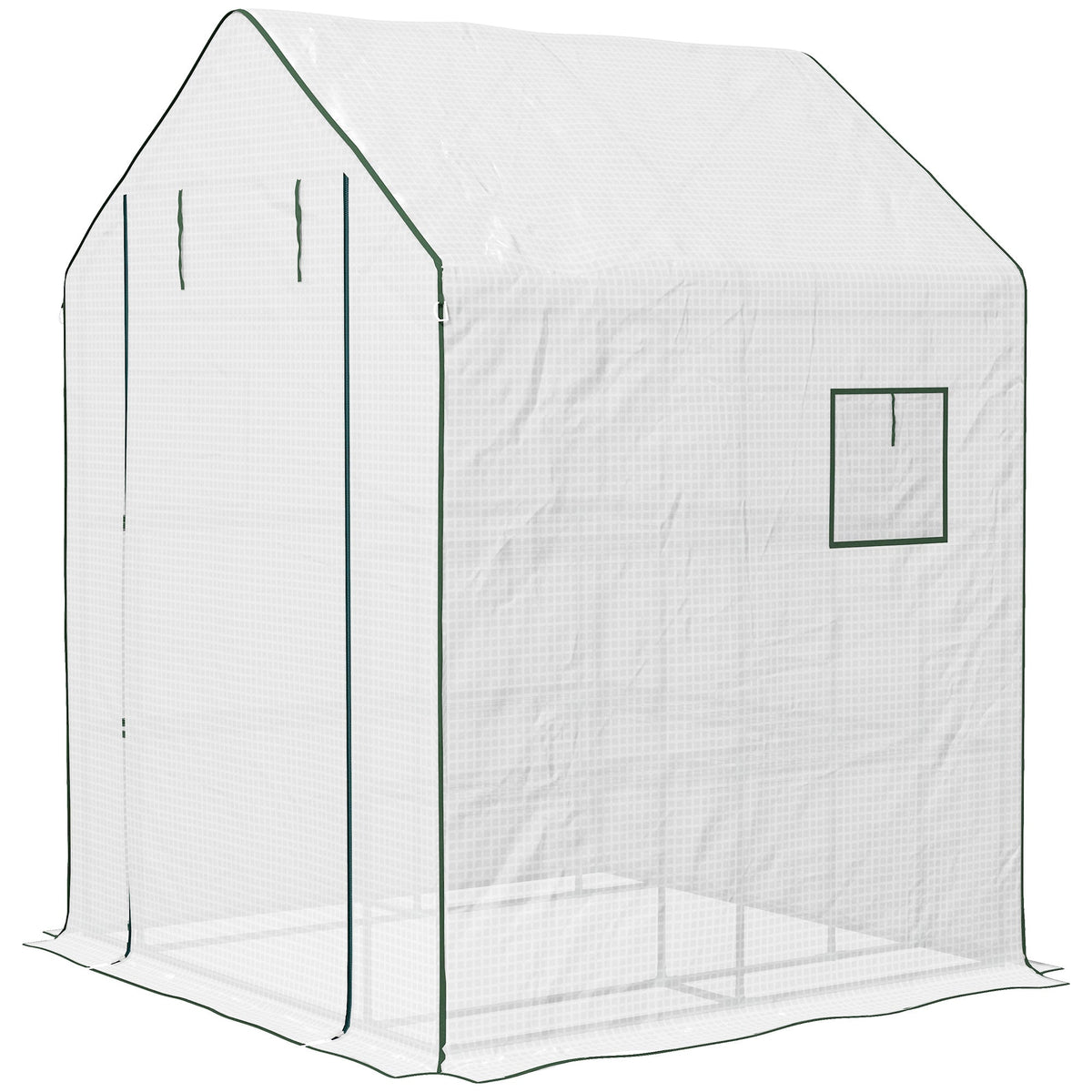 4.6' x 4.7' Walk-In Greenhouse with Flower Rack Shelves