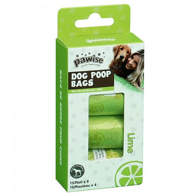 Pawise Lemon Scented Dog Waste Bags 60 Count 4 Rolls