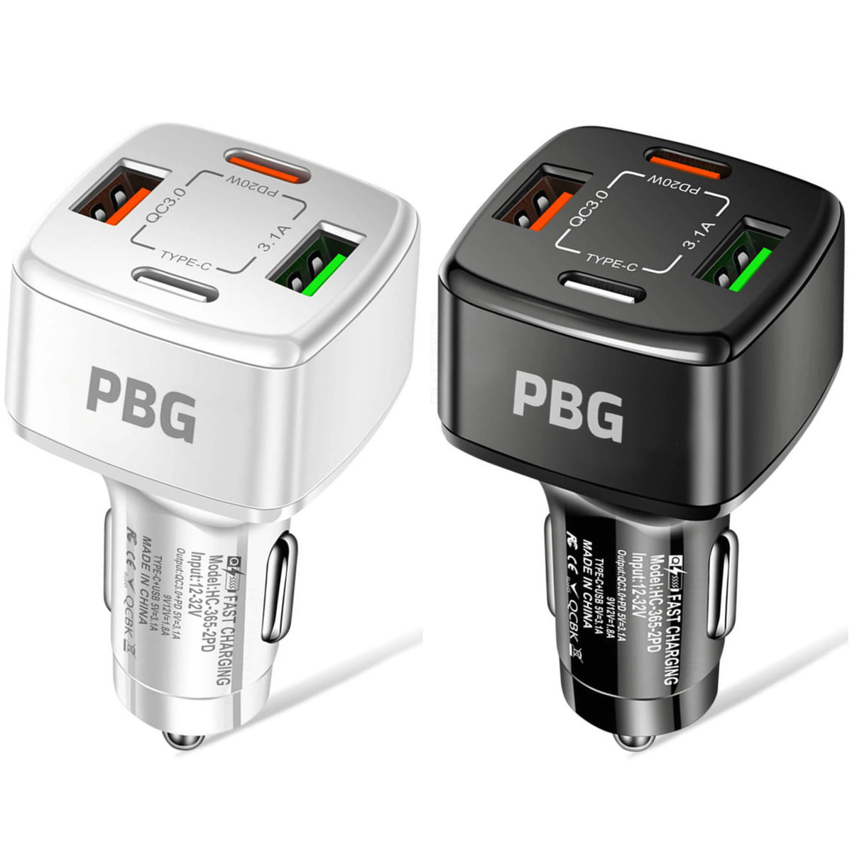 PBG 4 Port Car Charger 2 PD Ports and 2 USB Ports