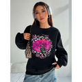 Pink Lips Graphic Crew Neck Sweatshirt