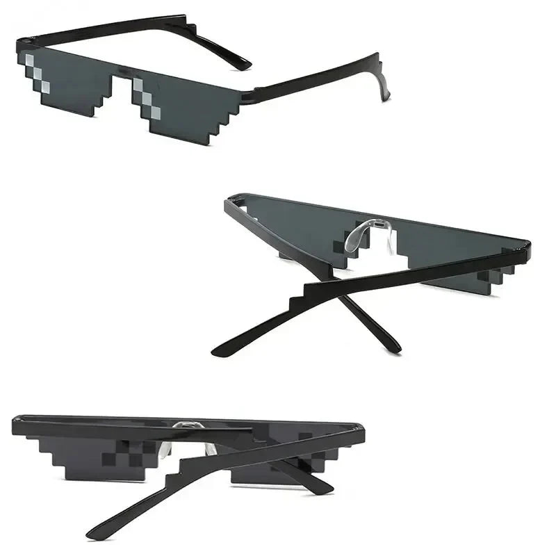 Pixel Mosaic Sunglasses | Funny Retro Gamer Glasses for Party and Cosplay