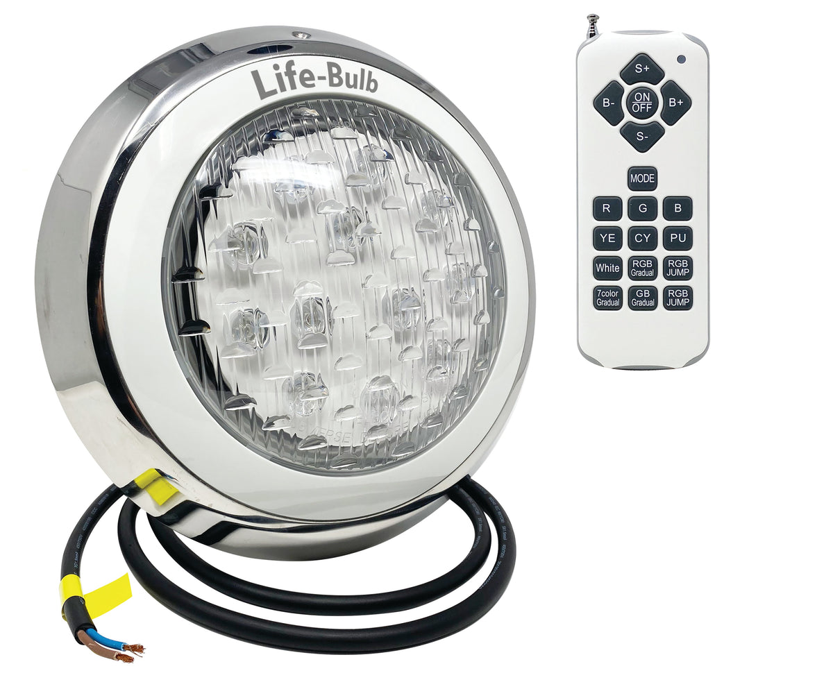 Life-Bulb Wall-Mount Color LED Inground Pool Light (75ft Cord) | 12V Low Voltage (60W Max) | Lifetime Replacement Program