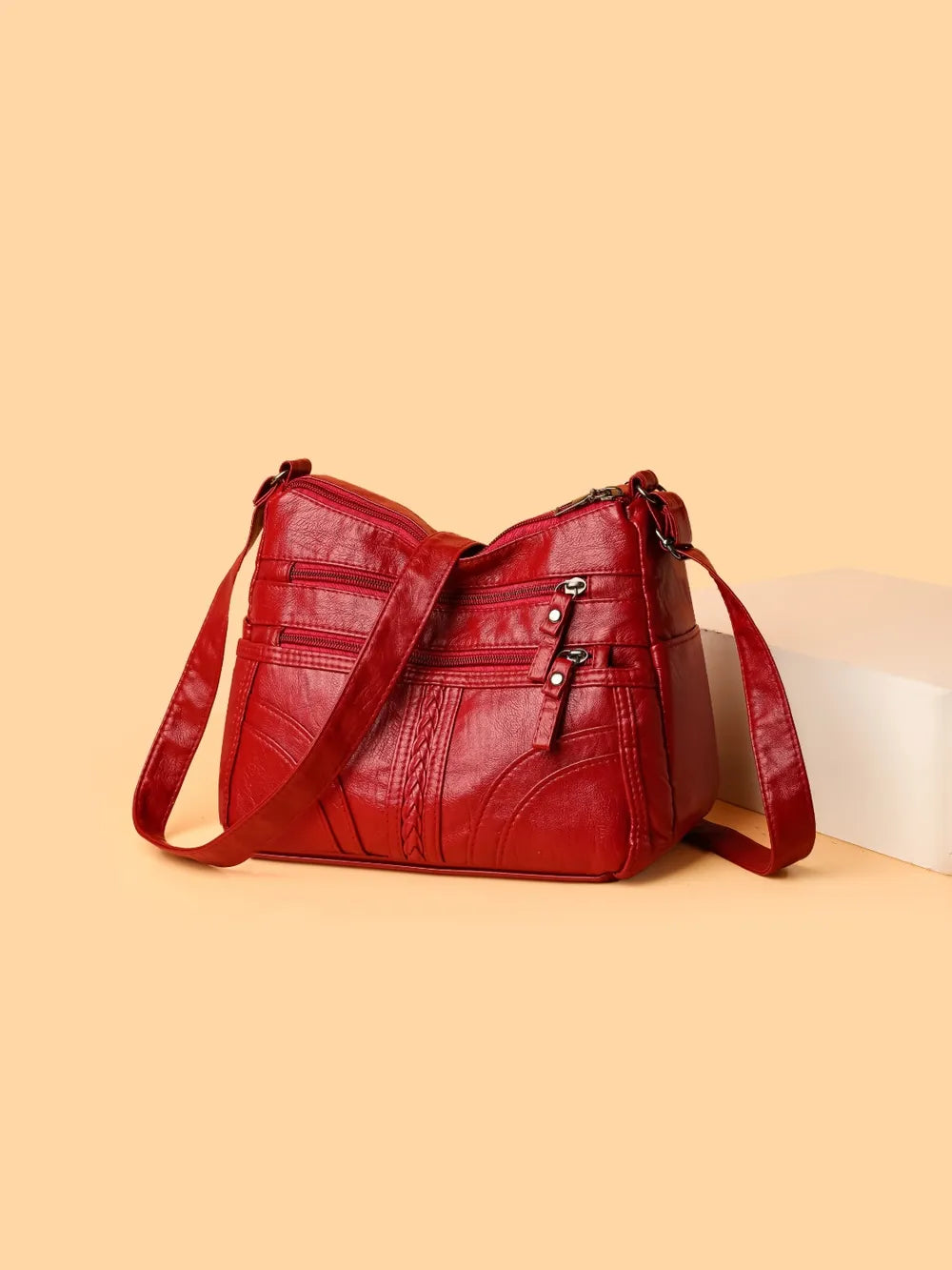 PU Leather Adjustable Strap Shoulder Bag