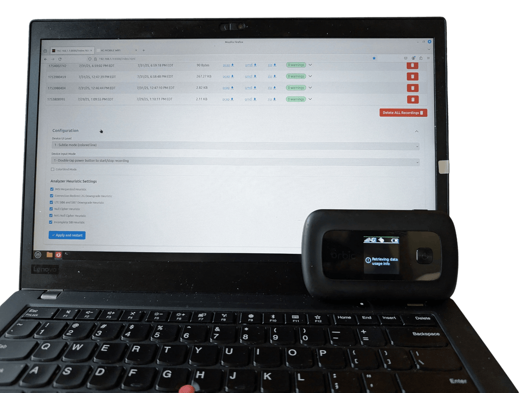 RayHunter Orbic RC400L IMSI Catcher & Stingray Detector