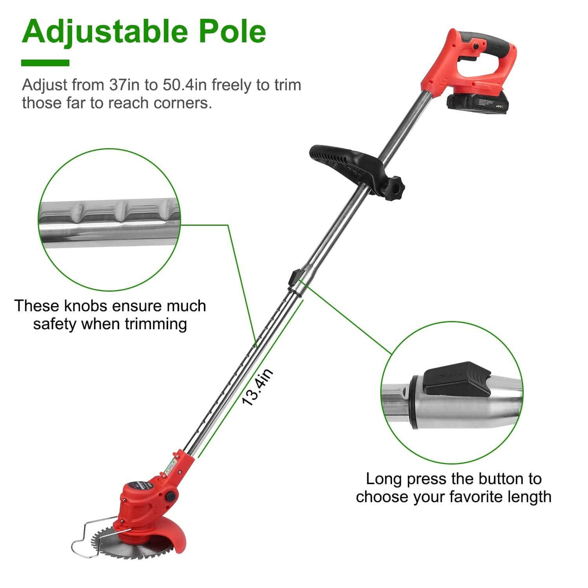 Rechargeable Electric Cordless Grass Trimmer with Alloy Saw Blade