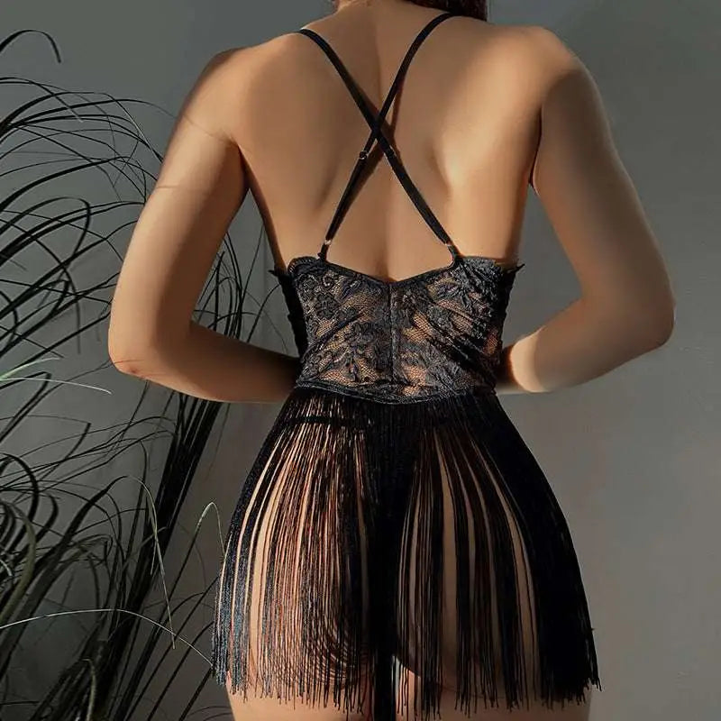 Red Lace Fashion Lace Sling Night Skirt Suit