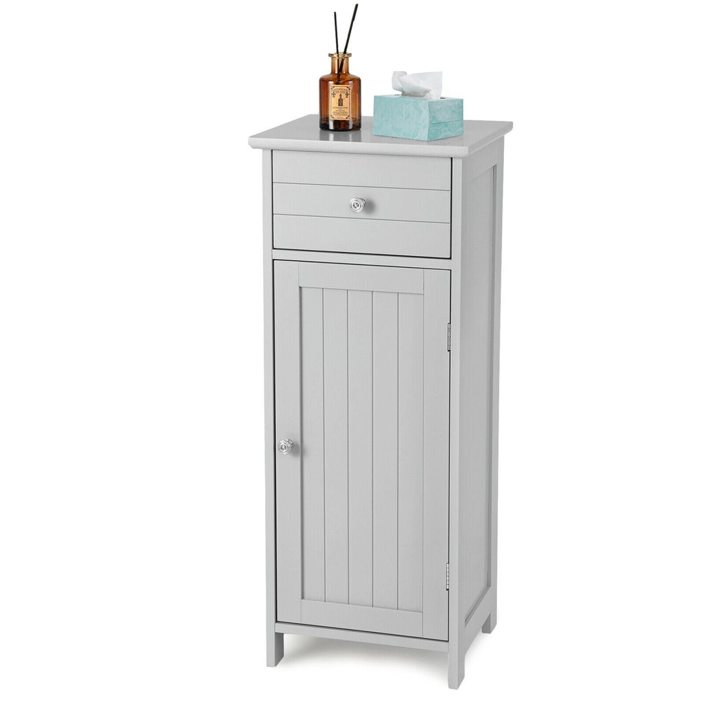 Wooden Bathroom Floor Storage Cabinet with Drawer and Shelf