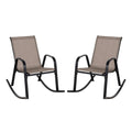 Set of 2 Metal Patio Rocking Chair with Breathable Seat Fabric