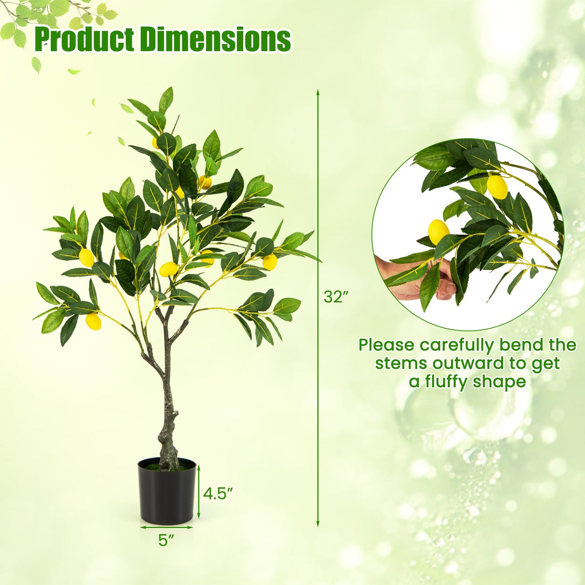 Artificial Lemon Tree 2.6/4/5.2 Feet Tall Fake Lemon Plant wuth Lemon Fruits