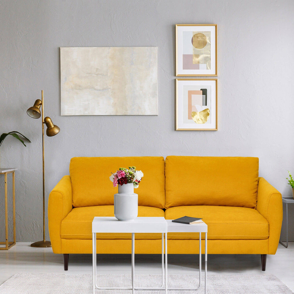 72 Inch Small Fabric Loveseat Sofa Couch with Wood Legs