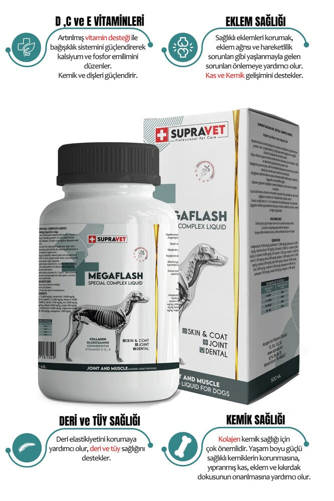 Supravet Megaflash XXL Dog Joint and Muscle Support Liquid 500 ml