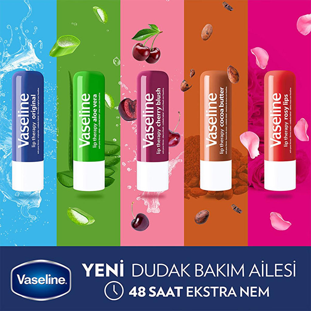 Vaseline Lip Therapy Original Lip Care Balm - 48 Hour Moisturizing Relief for Dry, Chapped Lips - Long Lasting Hydration & Protection