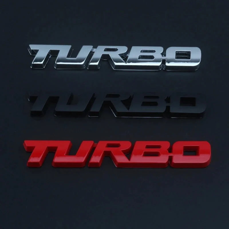 Turbocharged Metal Alloy 3D Car Sticker Badge | Sporty Decorative Car Emblem