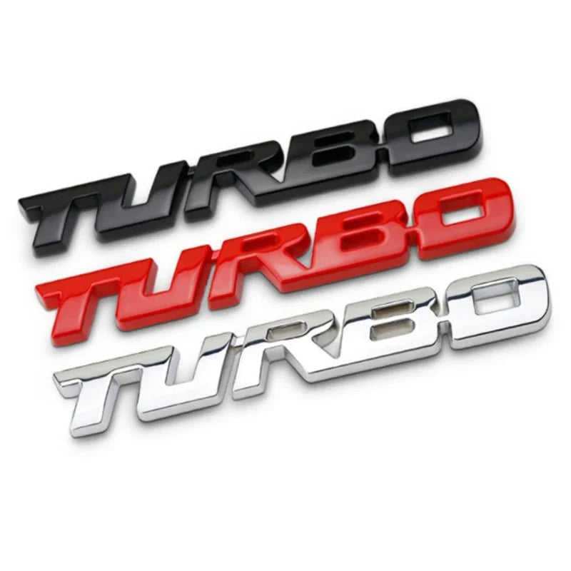 Turbocharged Metal Alloy 3D Car Sticker Badge | Sporty Decorative Car Emblem