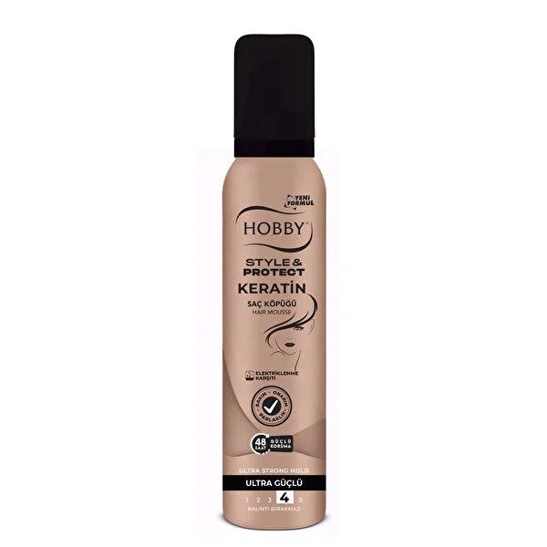 Hobby Keratin Hair Styling Mousse - Strong Hold, Nourishing, 5.07 fl oz