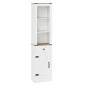68 inch Tall Bathroom Cabinet with Barn Door Narrow Slim Storage Organizer Unit with Drawer-White