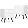 Nightstand Set of 2 Mid Century Modern Bedside Table with Golden Knobs and Raised Support Legs
