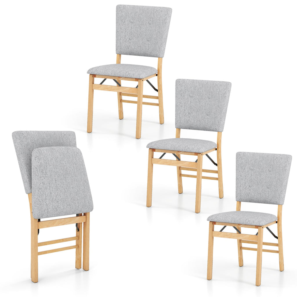 Foldable Dining Chair Set of 4 Armless Kitchen Chair with Padded Seat and Tilt Backrest