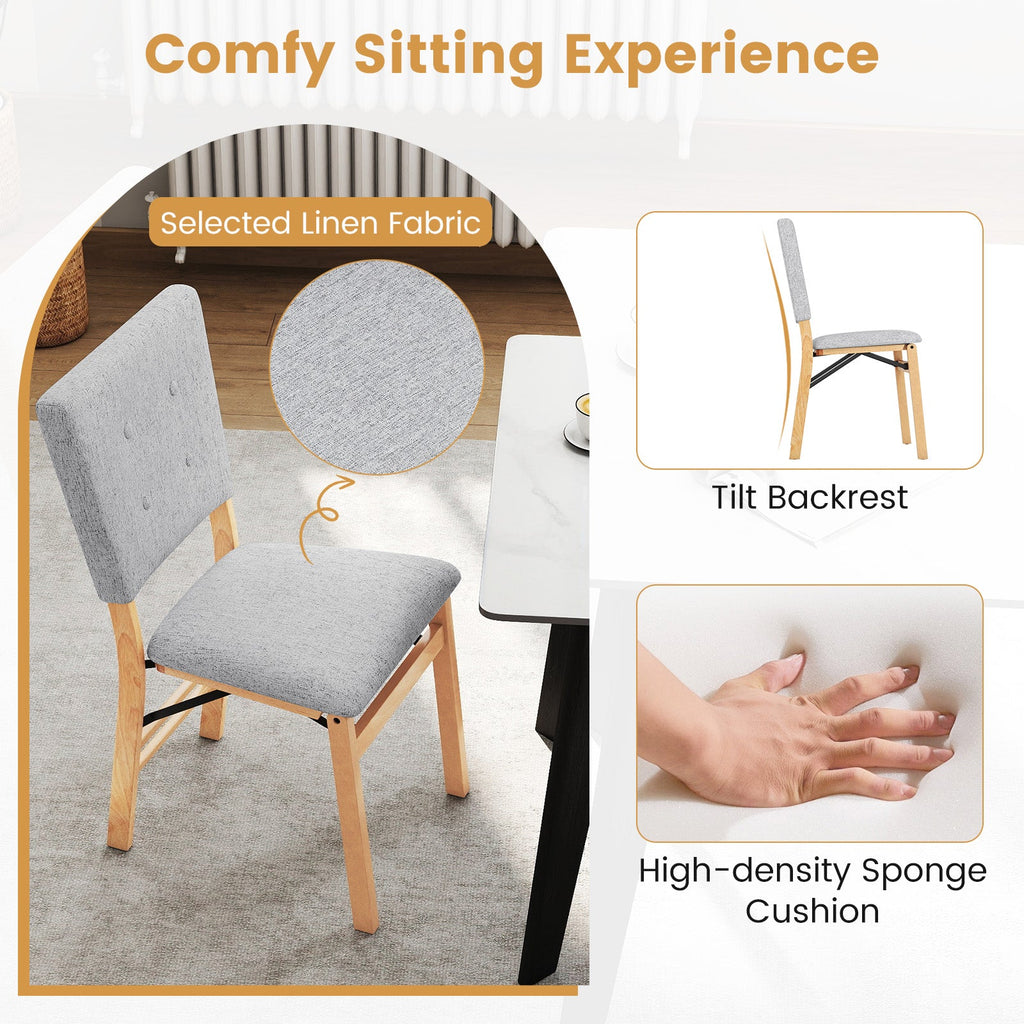 Foldable Dining Chair Set of 4 Armless Kitchen Chair with Padded Seat and Tilt Backrest