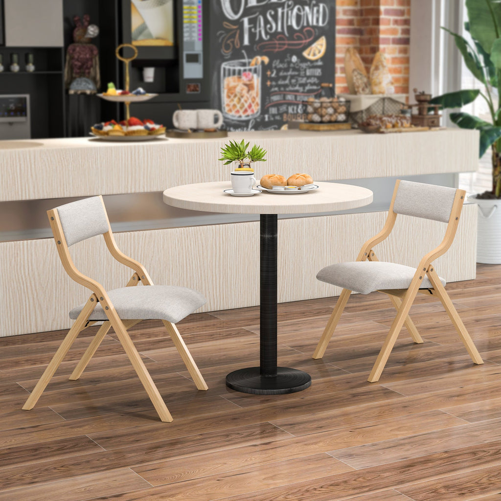 Folding Dining Chair Set of 4 Wooden Upholstered Dining Chairs with Solid Wood Frame
