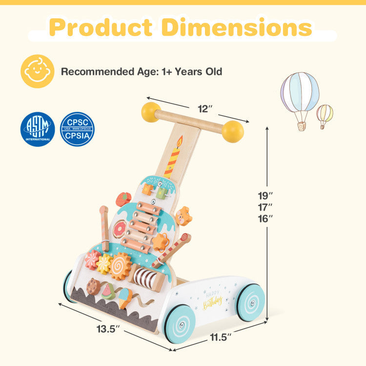 Wooden Baby Walker and Large Infant Playpen Bundle