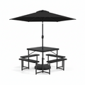 Outdoor Picnic Table Bench Set with Umbrella and Base for 4-8 People