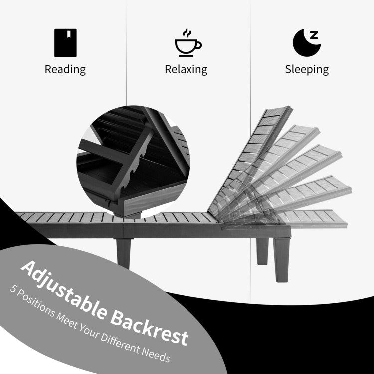 3-Piece Outdoor Adjustable Chaise Lounge Set with 2 Recliners and 1 Side Table for Garden Backyard