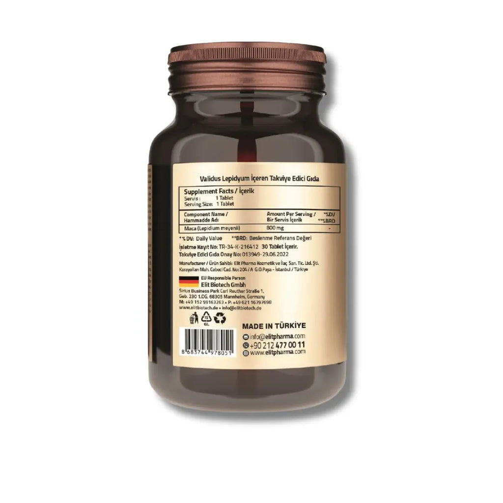 Validus Maca 800 mg Dietary Supplement 30 Tablets