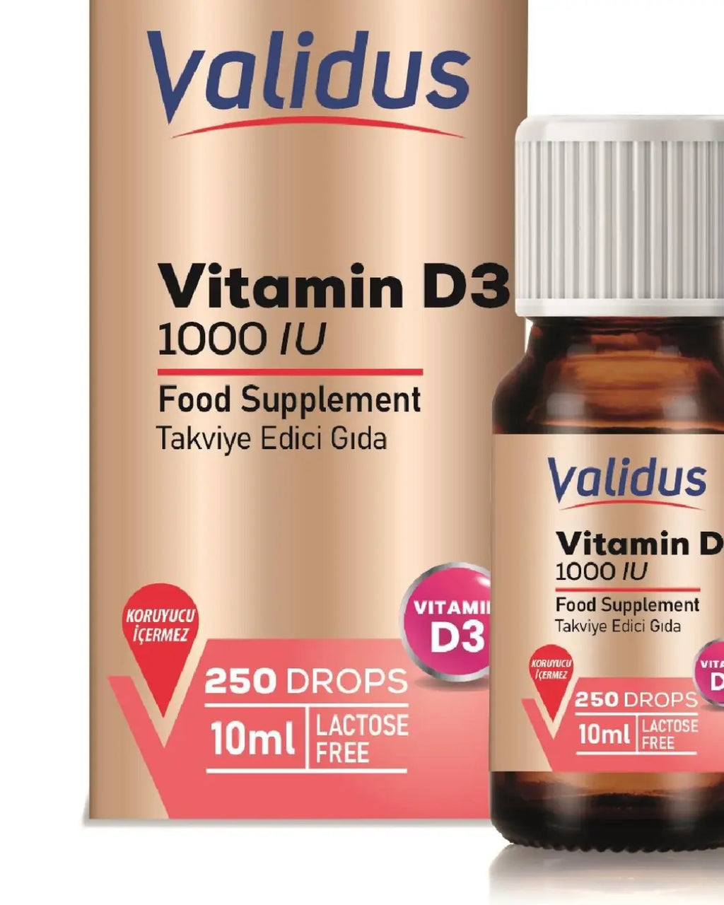 Validus Vitamin D3 Drops Daily Support Supplement 10 ml