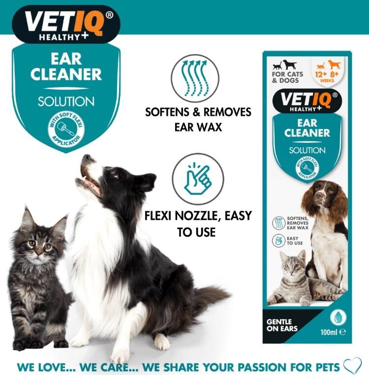 Vet IQ Ear Cleaner Solution for Cats & Dogs 100 ml