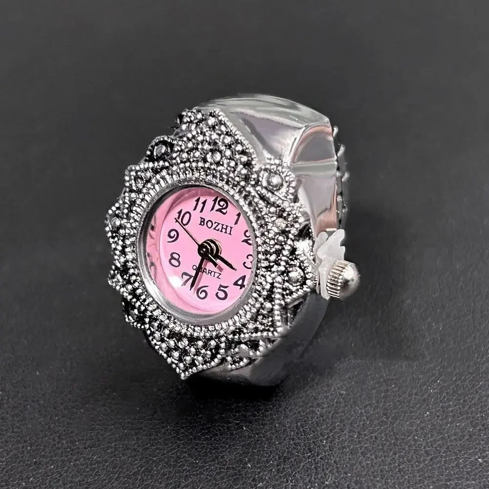 Vintage Punk Finger Watch Ring | Roman Numeral Quartz Mini Clock Jewelry