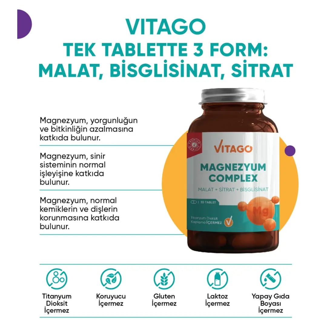 Vitago Premium Magnesium Complex Supplement 30 Tablets