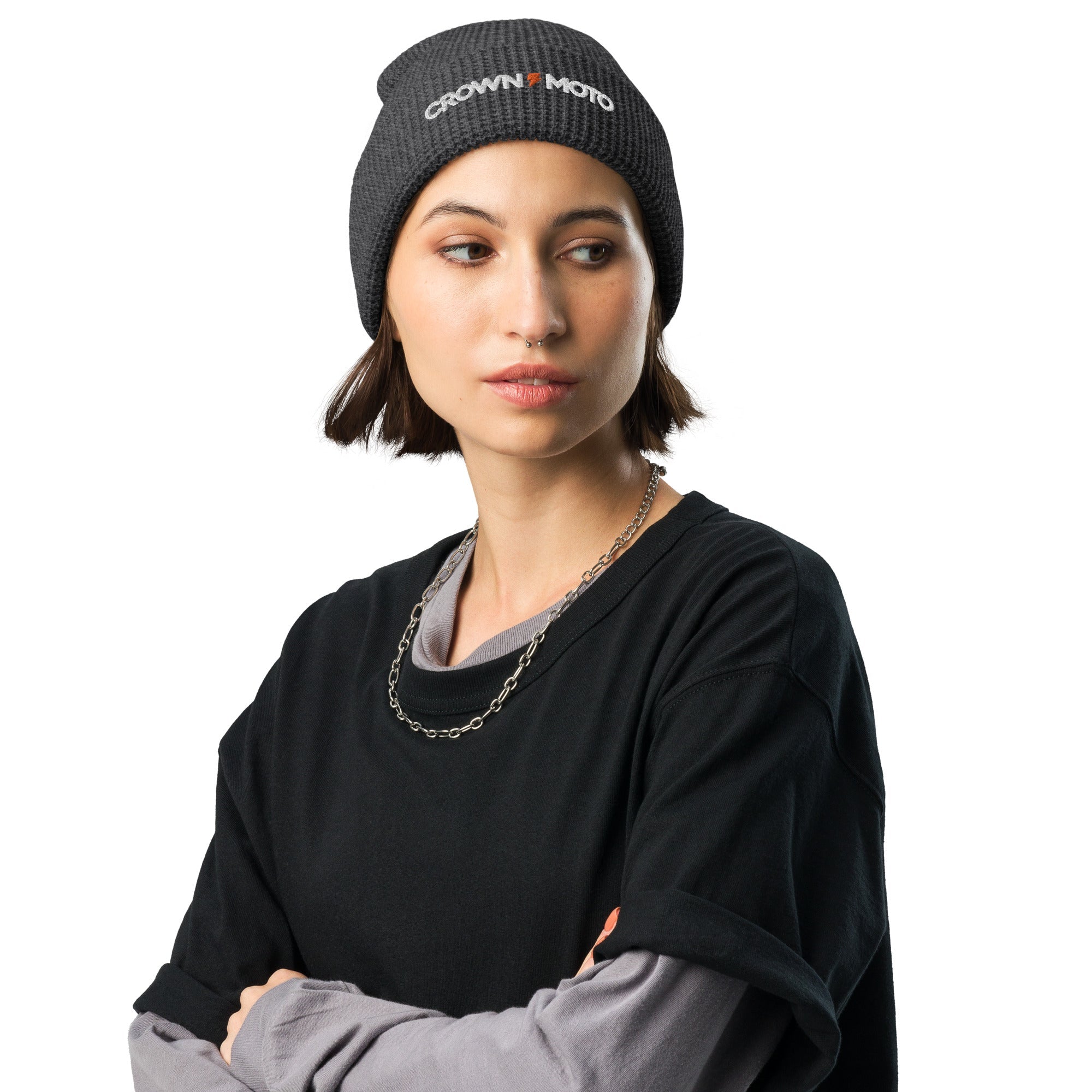 Crown Moto Waffle Beanie