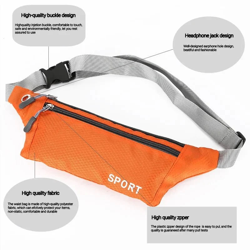 Waterproof Sports Waist Bag – Lightweight Chest & Shoulder Zip Pouch