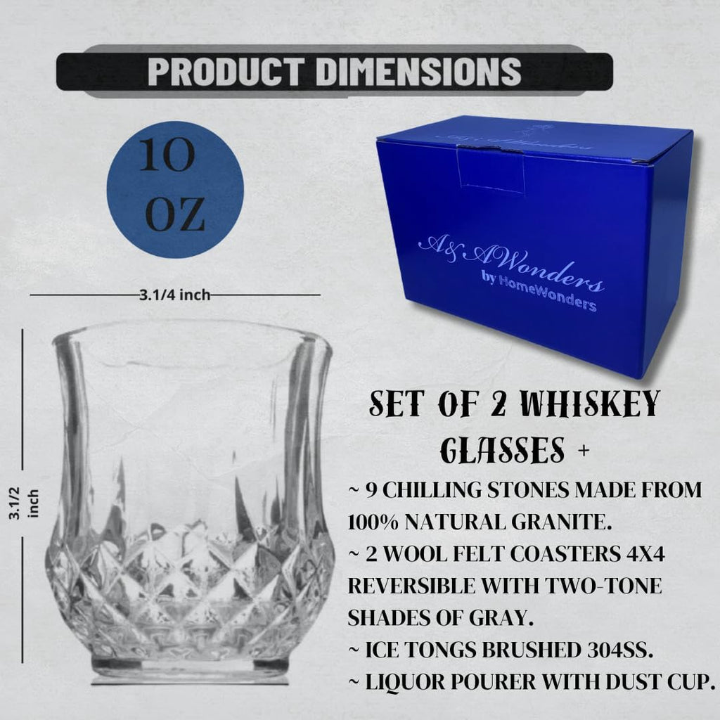 Whiskey Glasses 10oz Premium Scotch Glasses Set of 2 Old Fashioned Whiskey