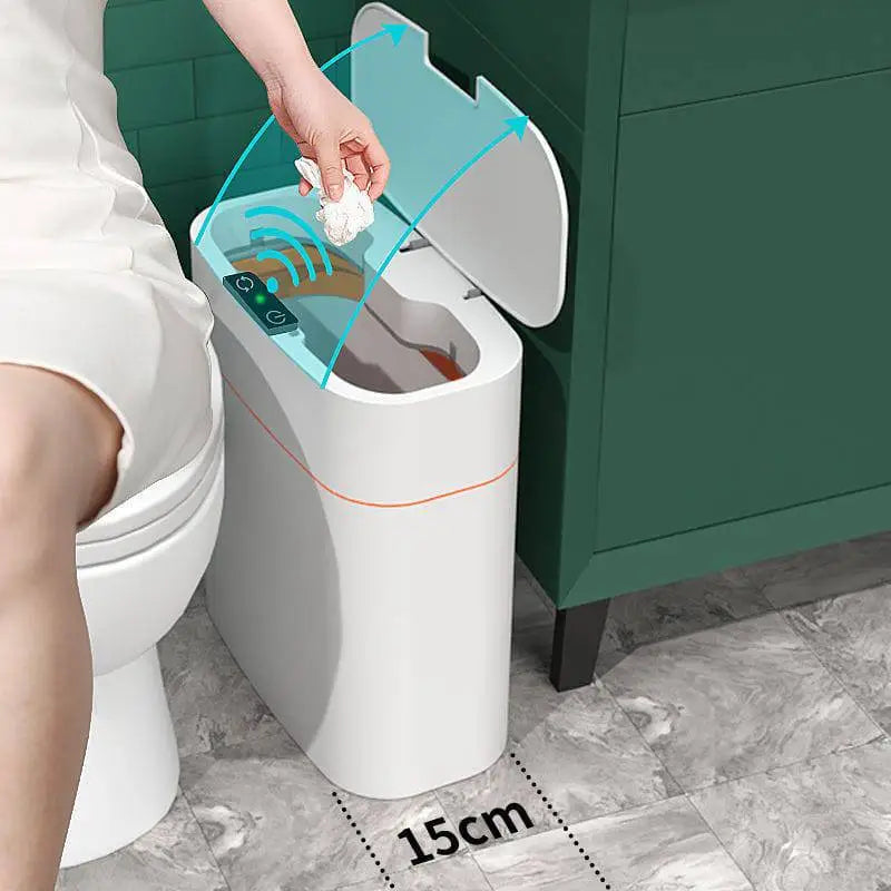 White Smart Trash Can for Living Room Kitchen