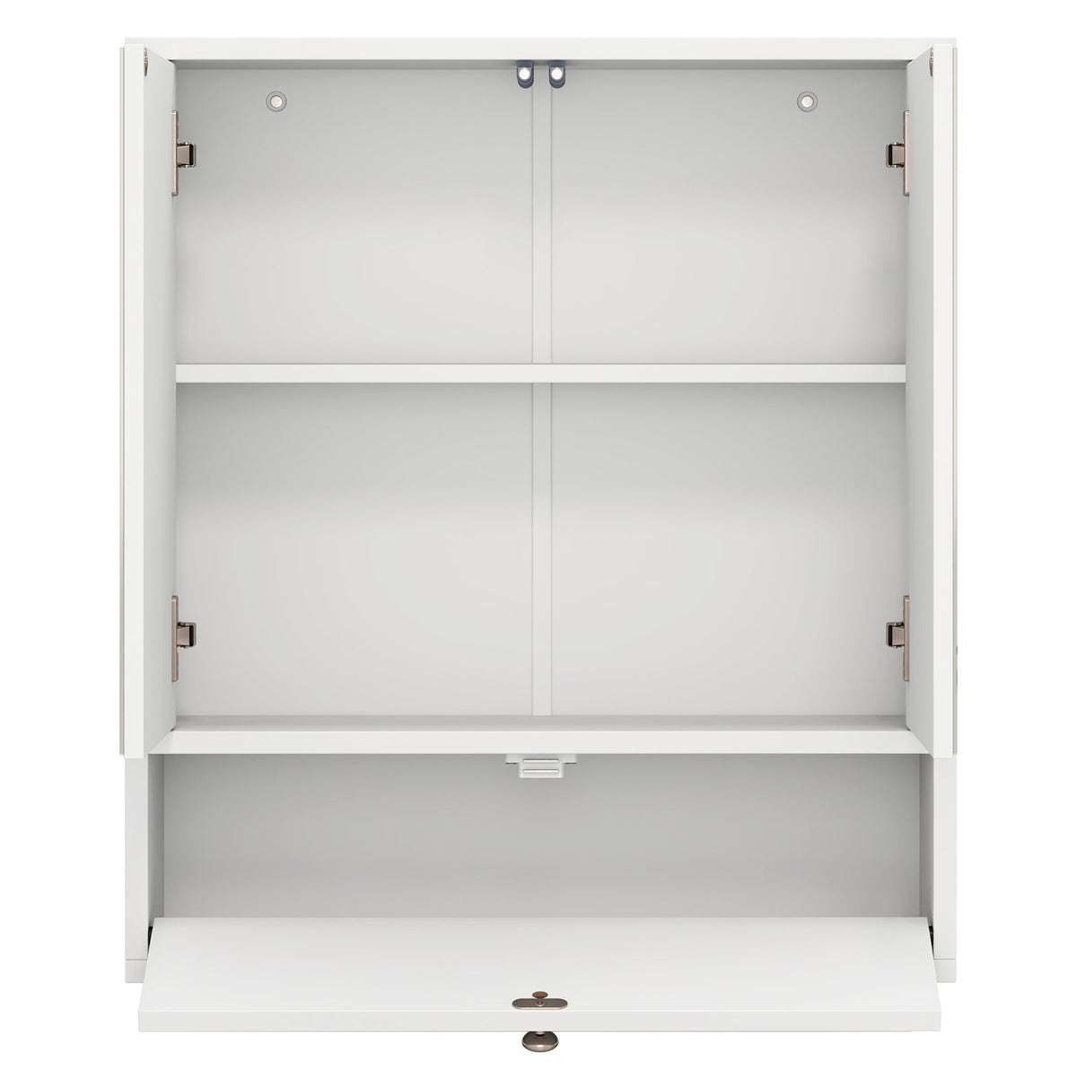 Double Door Wall-Mounted Bathroom Mirrored Medicine Cabinet-White