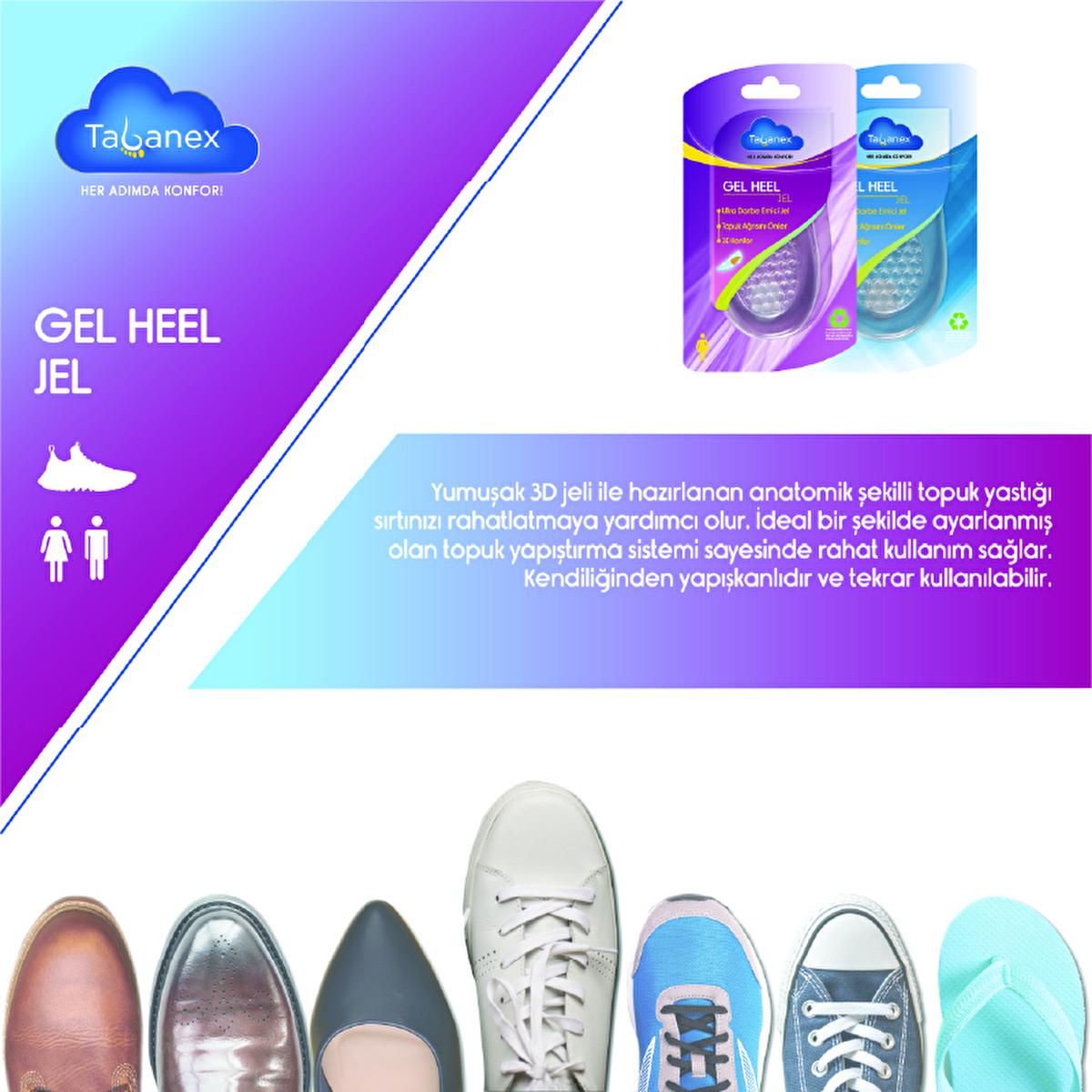 Tabanex Heel Pads/Inserts - Gel Heel Inserts for Comfortable Shoe Inserts, Reusable Adhesive Heel Cushions for Back Pain Relief